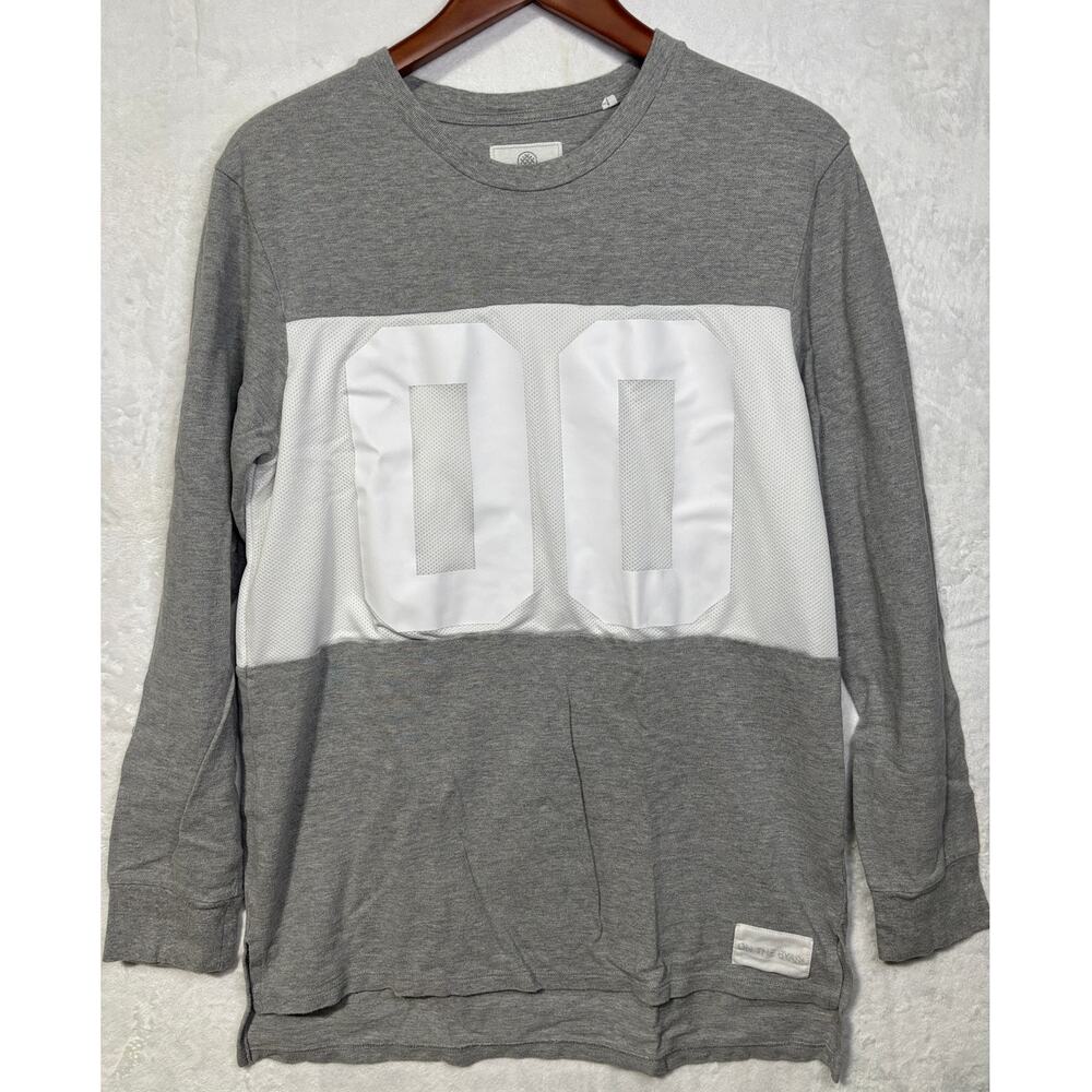 ON THE BYAS Men's Heather Grey & White 00 Long Sleeve Jersey T Shirt | Medium - Picture 2 of 14